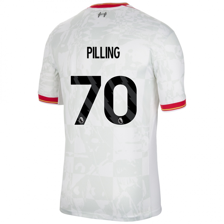 Homem Camisola Tommy Pilling #70 Branco Vermelho Preto Terceiro 2024/25 Camisa