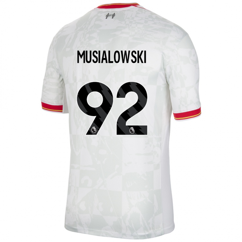 Homem Camisola Mateusz Musialowski #92 Branco Vermelho Preto Terceiro 2024/25 Camisa