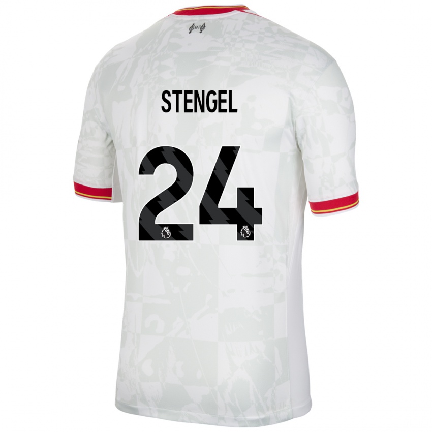 Homem Camisola Katie Stengel #24 Branco Vermelho Preto Terceiro 2024/25 Camisa