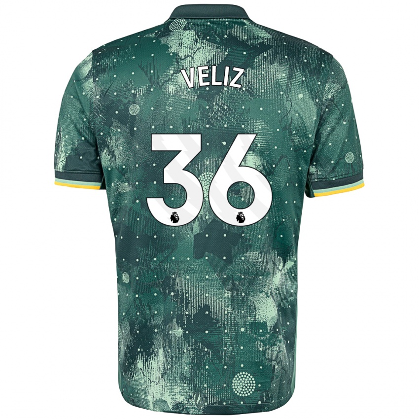 Homem Camisola Alejo Véliz #36 Verde Menta Terceiro 2024/25 Camisa