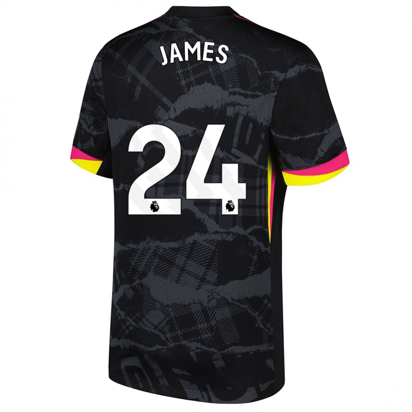 Homem Camisola Reece James #24 Rosa Preto Terceiro 2024/25 Camisa