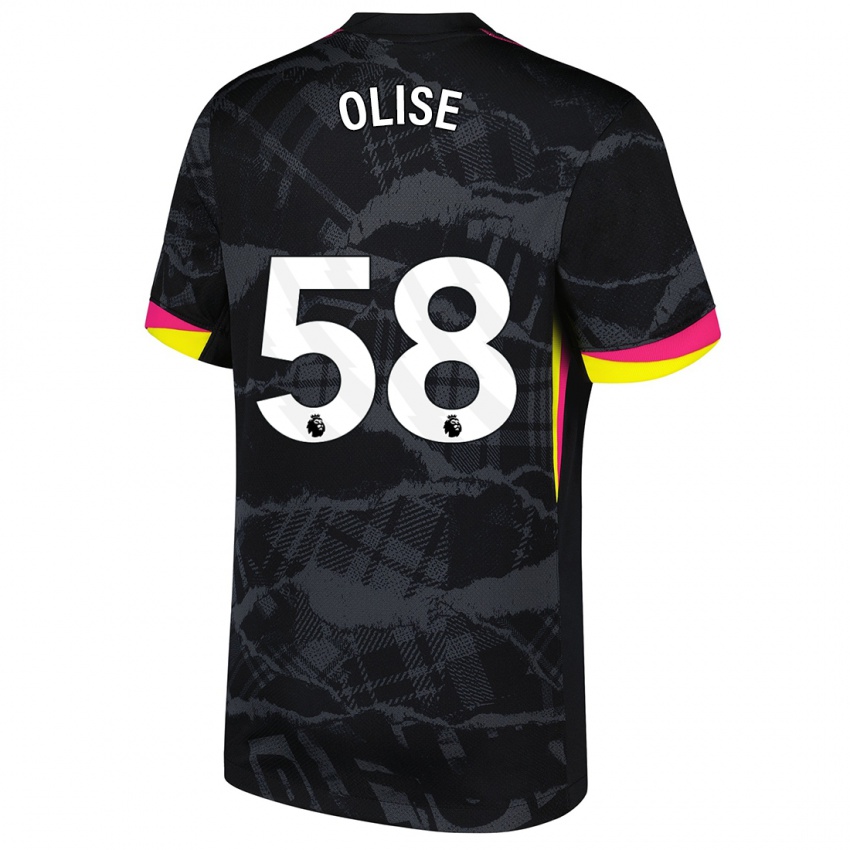 Homem Camisola Richard Olise #58 Rosa Preto Terceiro 2024/25 Camisa