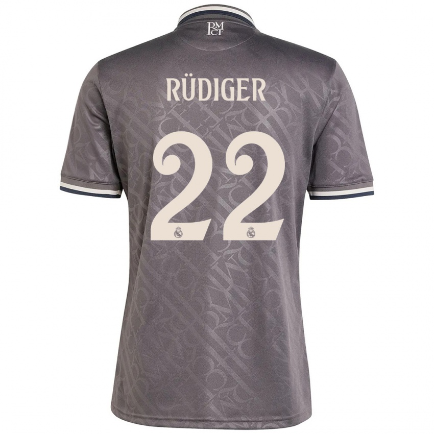 Homem Camisola Antonio Rudiger #22 Carvão Terceiro 2024/25 Camisa