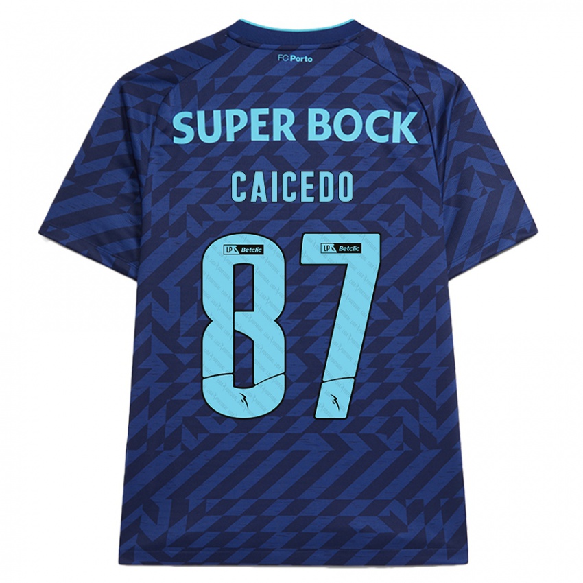 Homem Camisola Brayan Caicedo #87 Azul-Marinho Terceiro 2024/25 Camisa