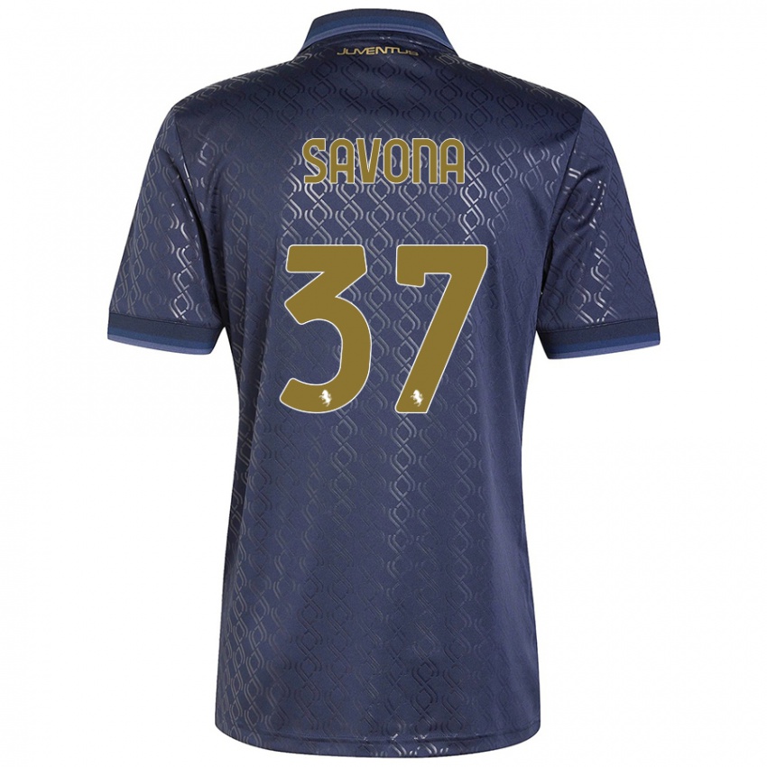 Homem Camisola Nicolo Savona #37 Azul-Marinho Terceiro 2024/25 Camisa