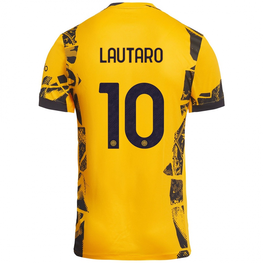 Homem Camisola Lautaro Martínez #10 Ouro Preto Terceiro 2024/25 Camisa