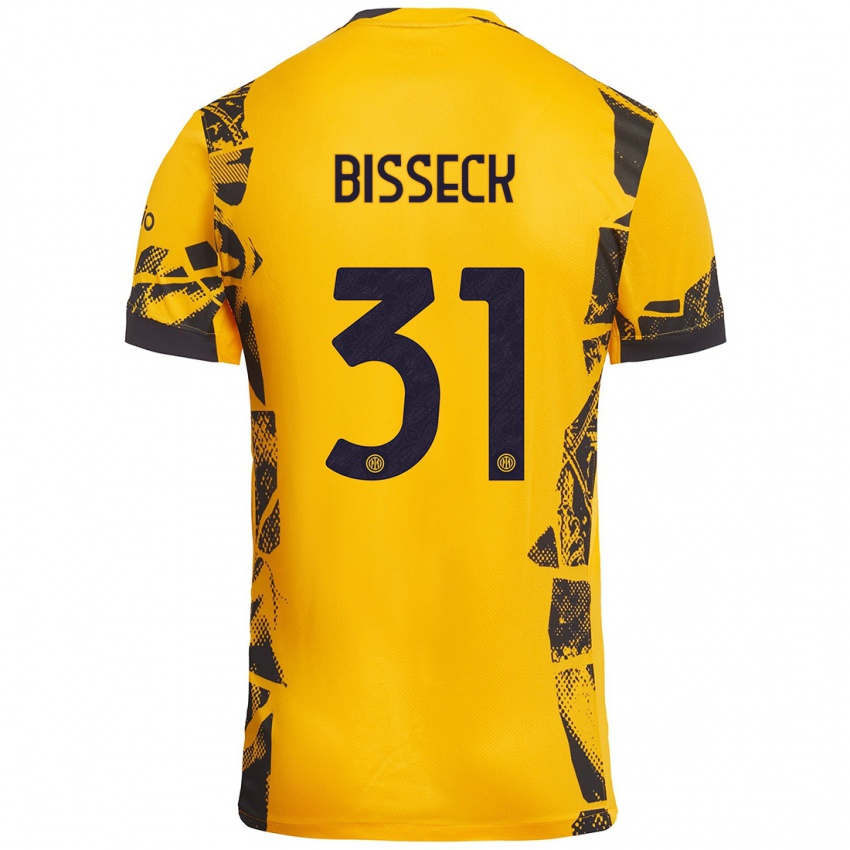 Homem Camisola Yann Bisseck #31 Ouro Preto Terceiro 2024/25 Camisa