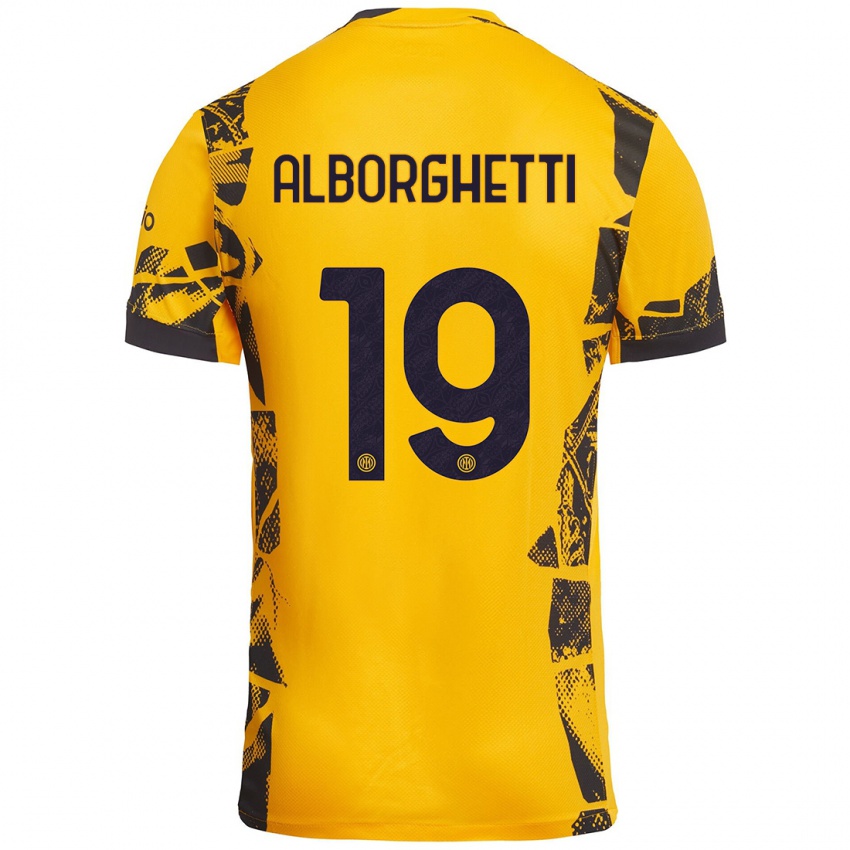 Homem Camisola Lisa Alborghetti #19 Ouro Preto Terceiro 2024/25 Camisa