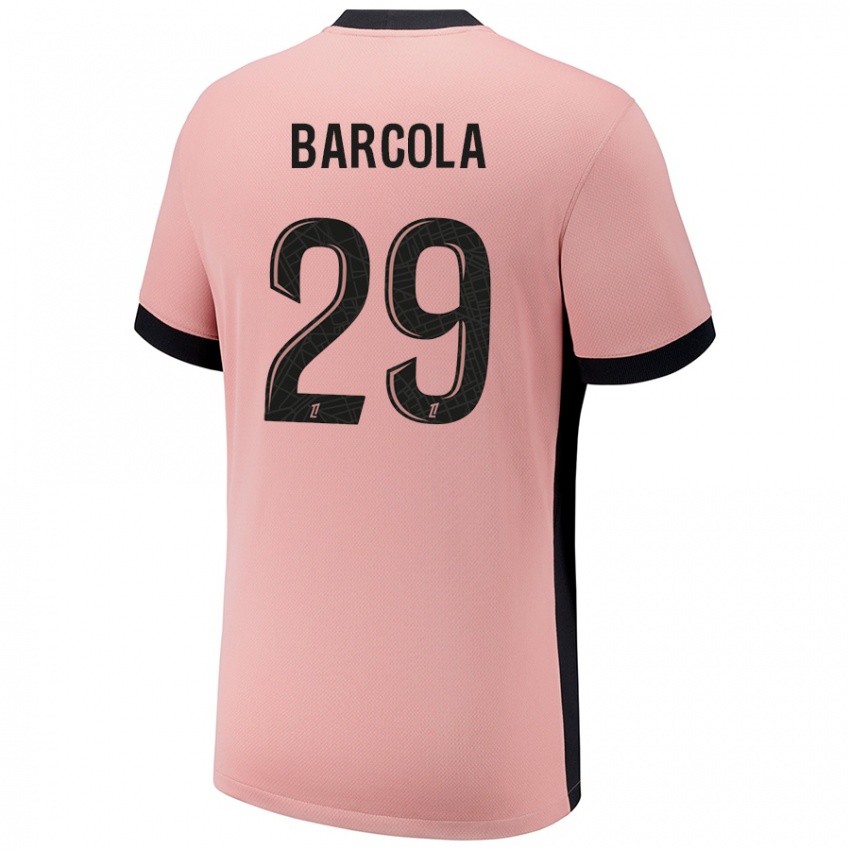 Homem Camisola Bradley Barcola #29 Rosa Ferrugem Terceiro 2024/25 Camisa