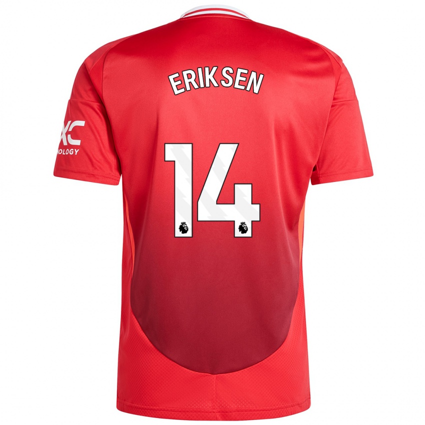 Mulher Camisola Christian Eriksen #14 Vermelho Brilhante Principal 2024/25 Camisa