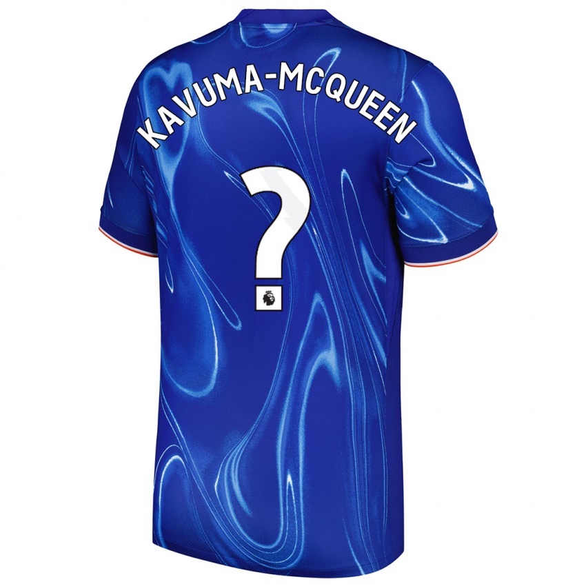 Mulher Camisola Ryan Kavuma-Mcqueen #0 Branco Azul Principal 2024/25 Camisa