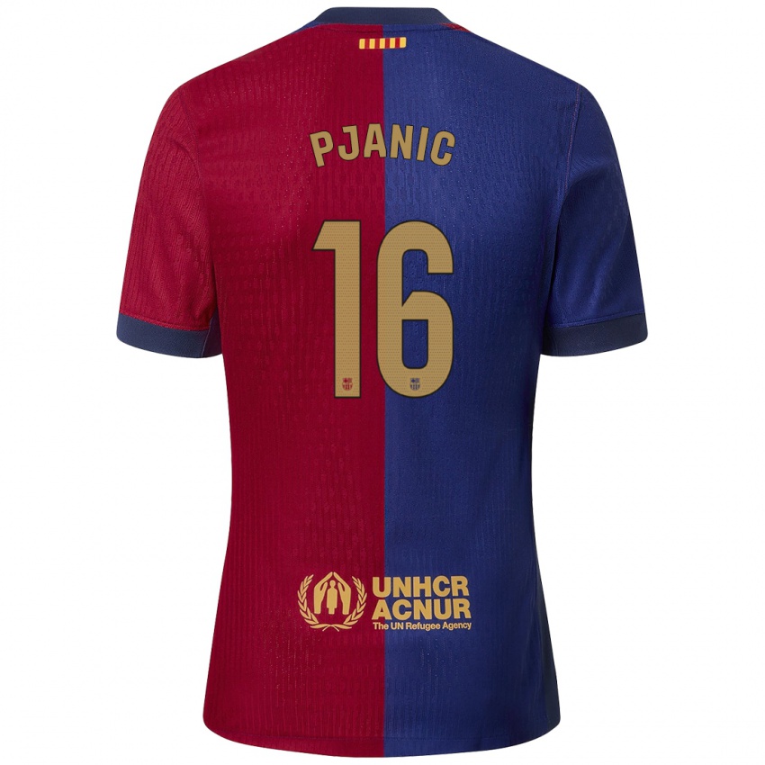 Mulher Camisola Miralem Pjanic #16 Azul Vermelho Principal 2024/25 Camisa