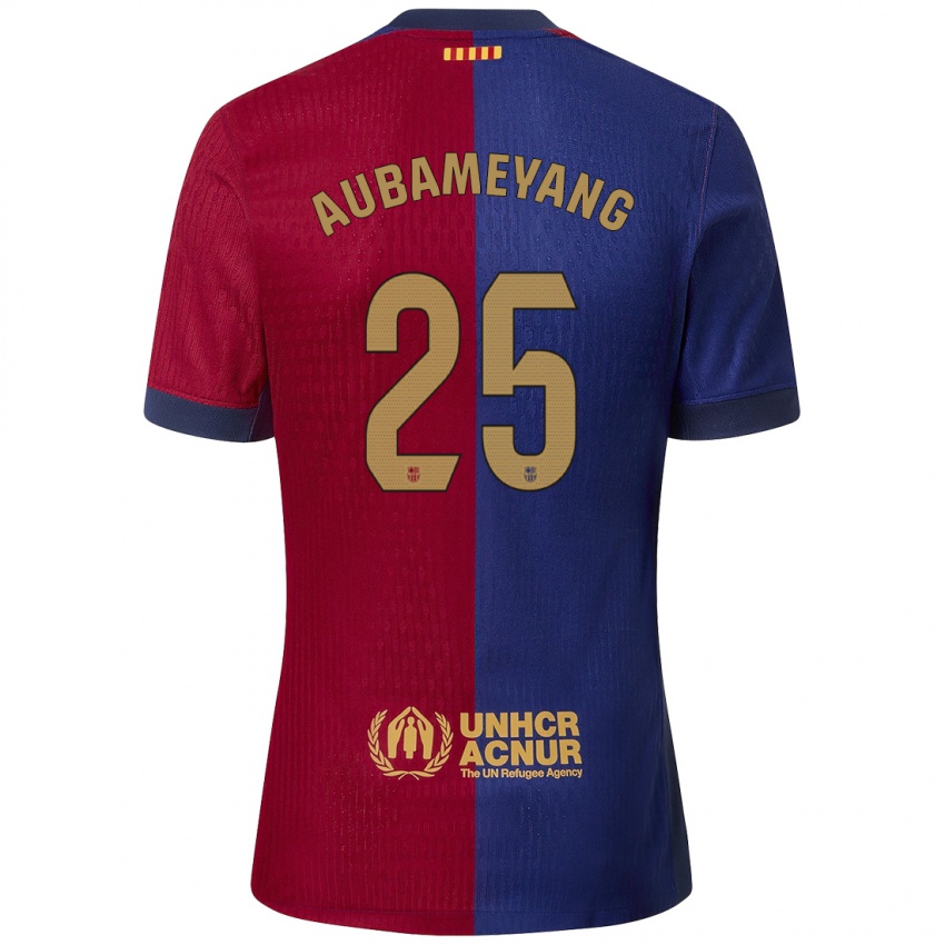 Mulher Camisola Pierre Emerick Aubameyang #25 Azul Vermelho Principal 2024/25 Camisa