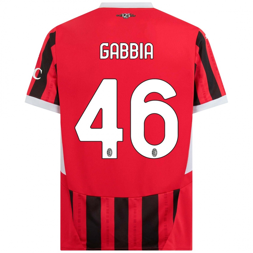 Mulher Camisola Matteo Gabbia #46 Vermelho Preto Principal 2024/25 Camisa