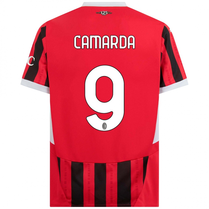 Mulher Camisola Francesco Camarda #9 Vermelho Preto Principal 2024/25 Camisa