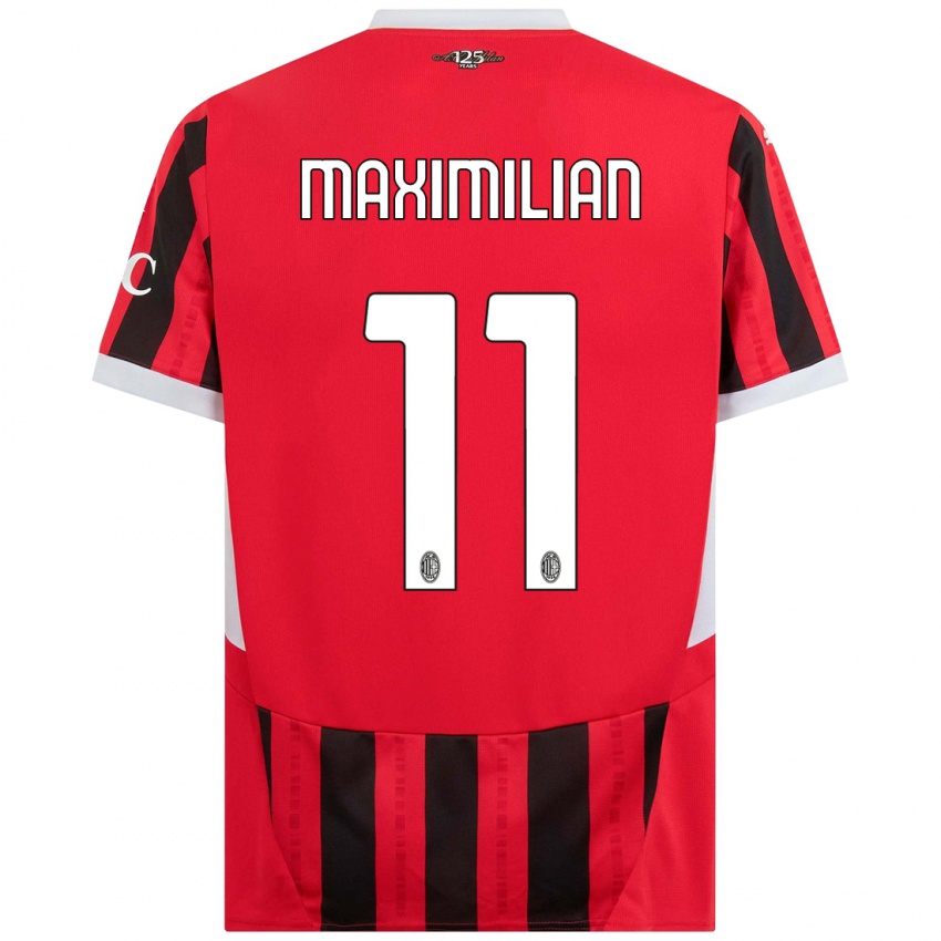 Mulher Camisola Maximilian Ibrahimović #11 Vermelho Preto Principal 2024/25 Camisa