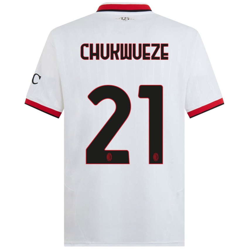 Mulher Camisola Samuel Chukwueze #21 Branco Preto Vermelho Alternativa 2024/25 Camisa