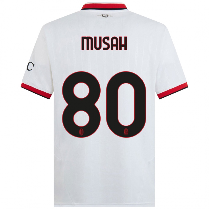 Mulher Camisola Yunus Musah #80 Branco Preto Vermelho Alternativa 2024/25 Camisa