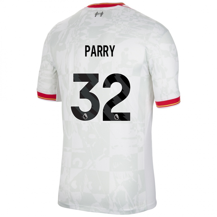 Mulher Camisola Lucy Parry #32 Branco Vermelho Preto Terceiro 2024/25 Camisa