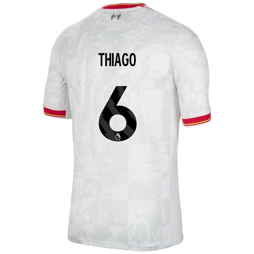 Mulher Camisola Thiago #6 Branco Vermelho Preto Terceiro 2024/25 Camisa