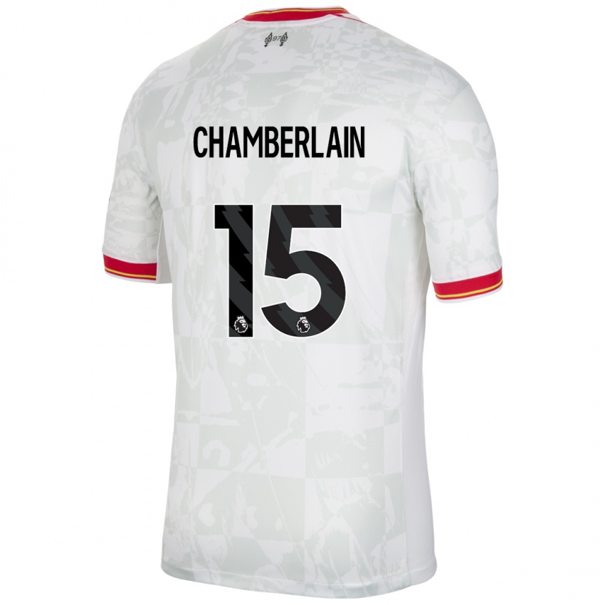 Mulher Camisola Alex Oxlade Chamberlain #15 Branco Vermelho Preto Terceiro 2024/25 Camisa