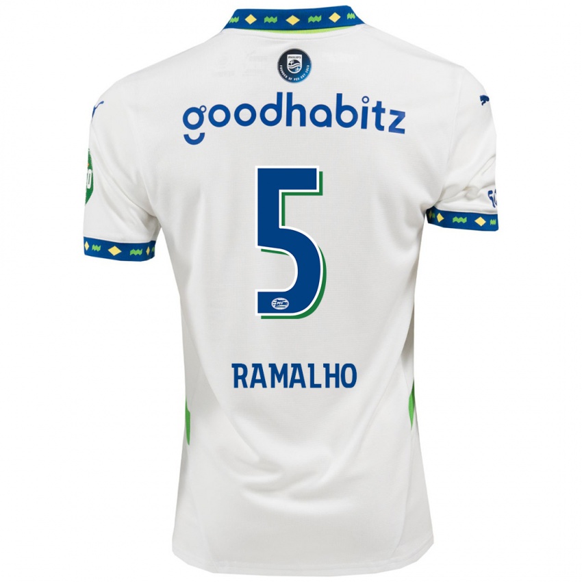 Mulher Camisola André Ramalho #5 Branco Azul Escuro Terceiro 2024/25 Camisa