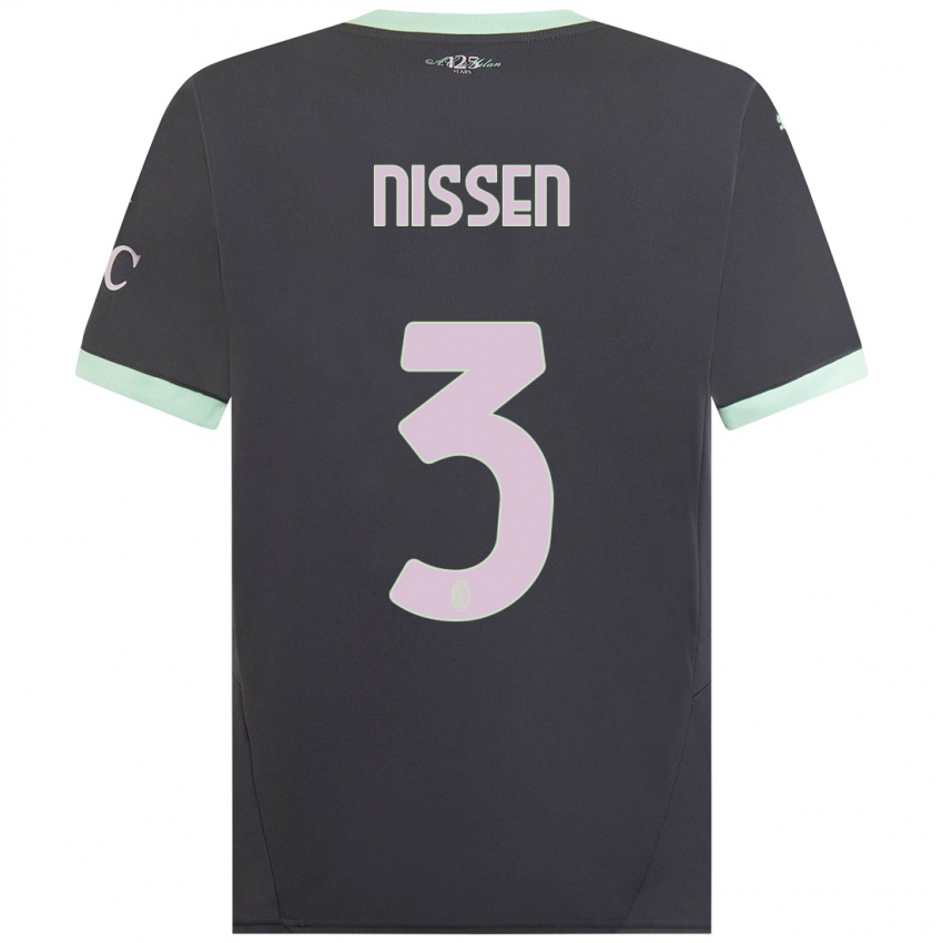 Mulher Camisola Fredrik Nissen #3 Cinzento Terceiro 2024/25 Camisa