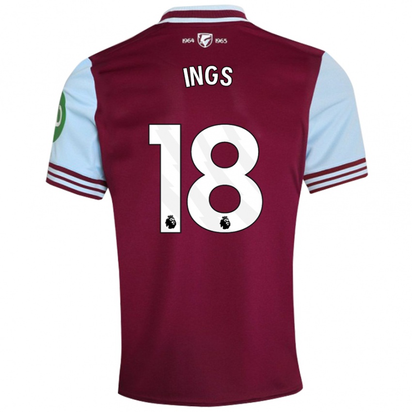 Criança Camisola Danny Ings #18 Vermelho Escuro Principal 2024/25 Camisa