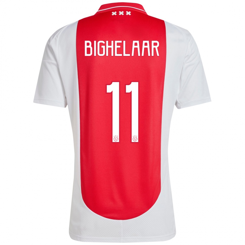 Criança Camisola Marjolijn Van Den Bighelaar #11 Branco Vermelho Principal 2024/25 Camisa