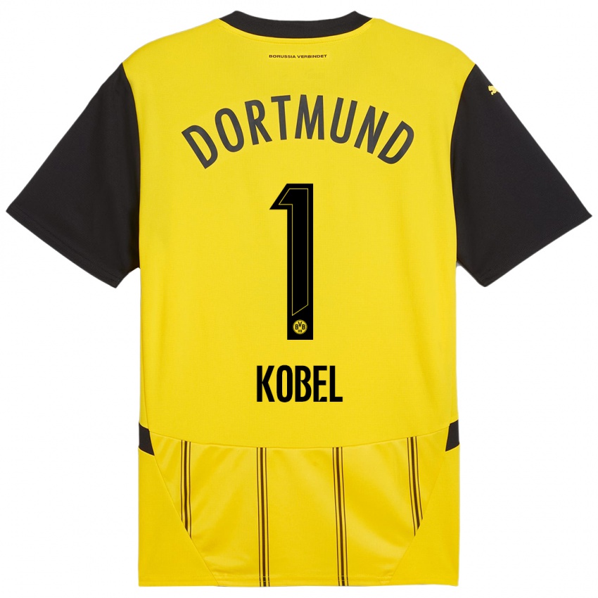 Criança Camisola Gregor Kobel #1 Preto Amarelo Principal 2024/25 Camisa