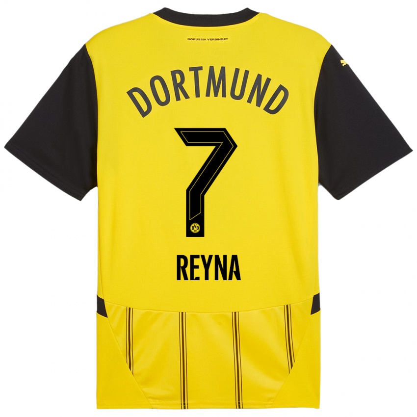 Criança Camisola Giovanni Reyna #7 Preto Amarelo Principal 2024/25 Camisa