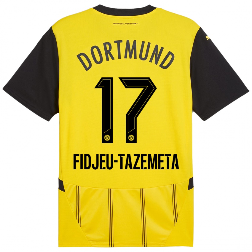 Criança Camisola Thierry Fidjeu-Tazemeta #17 Preto Amarelo Principal 2024/25 Camisa