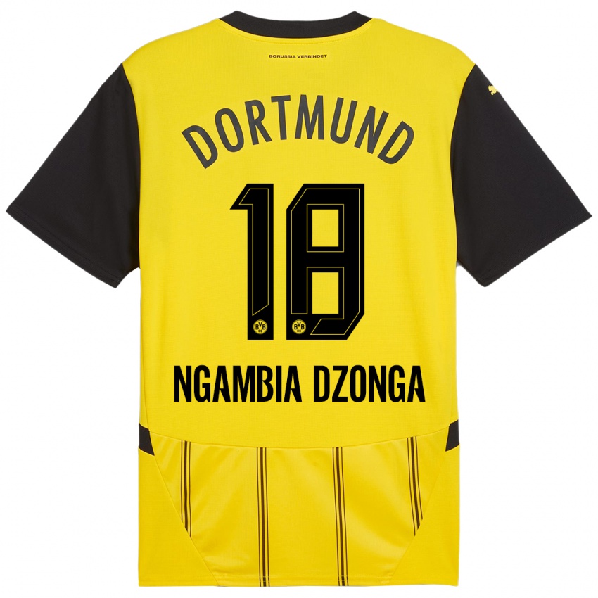 Criança Camisola Diego Ngambia Dzonga #18 Preto Amarelo Principal 2024/25 Camisa