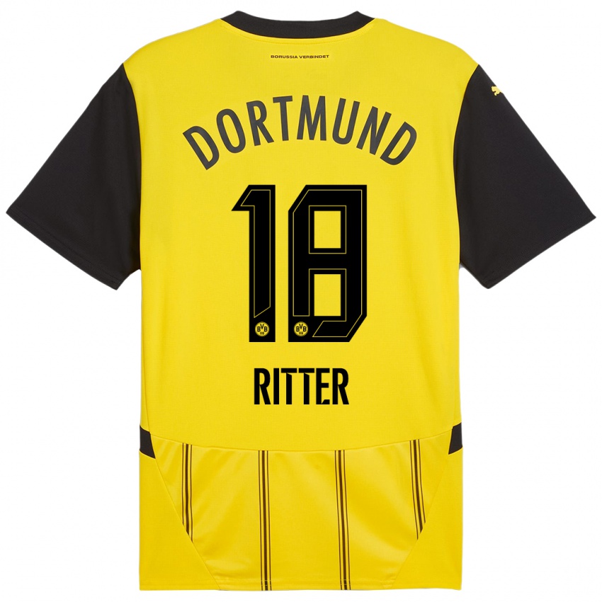 Criança Camisola Roméo Ritter #18 Preto Amarelo Principal 2024/25 Camisa