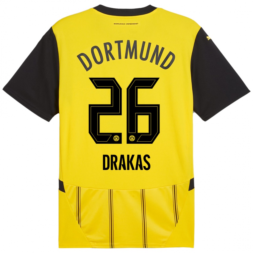 Criança Camisola Babis Drakas #26 Preto Amarelo Principal 2024/25 Camisa