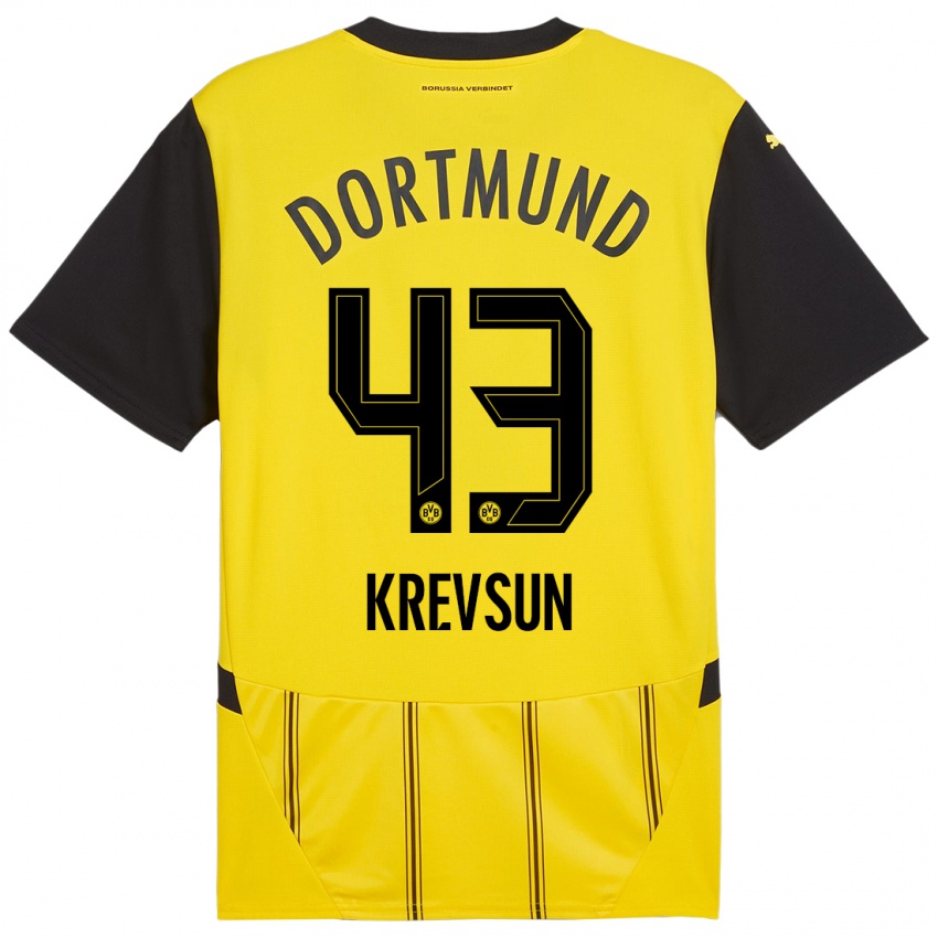 Criança Camisola Danylo Krevsun #43 Preto Amarelo Principal 2024/25 Camisa