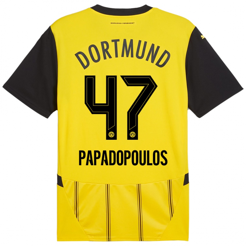 Criança Camisola Antonios Papadopoulos #47 Preto Amarelo Principal 2024/25 Camisa