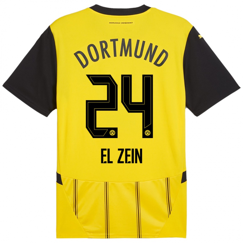 Criança Camisola Abu-Bekir Omer El-Zein #24 Preto Amarelo Principal 2024/25 Camisa