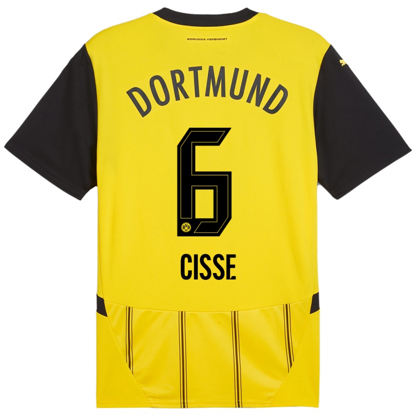 Criança Camisola Faroukou Cisse #6 Preto Amarelo Principal 2024/25 Camisa