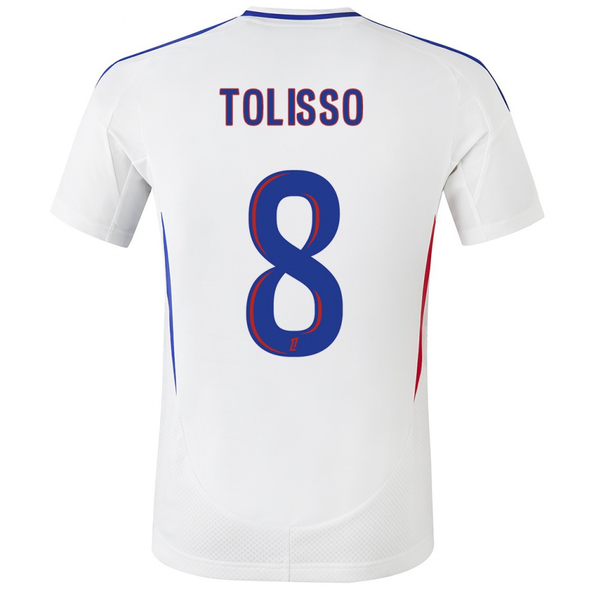 Criança Camisola Corentin Tolisso #8 Azul Branco Principal 2024/25 Camisa