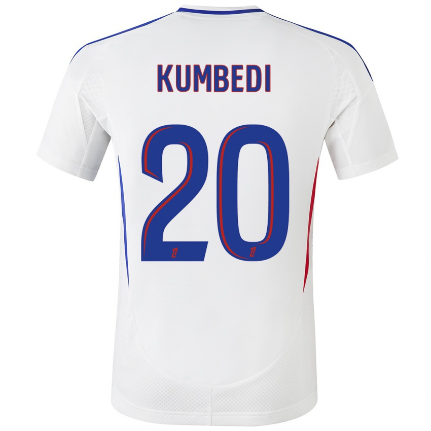 Criança Camisola Saël Kumbedi #20 Azul Branco Principal 2024/25 Camisa