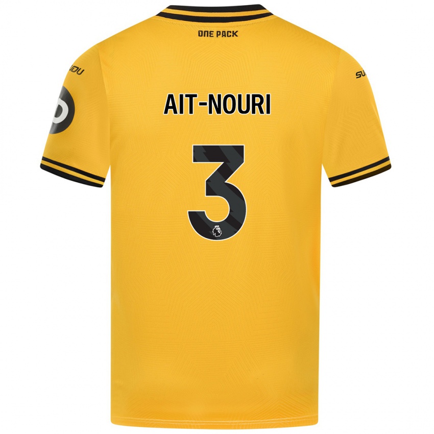 Criança Camisola Rayan Ait Nouri #3 Amarelo Principal 2024/25 Camisa