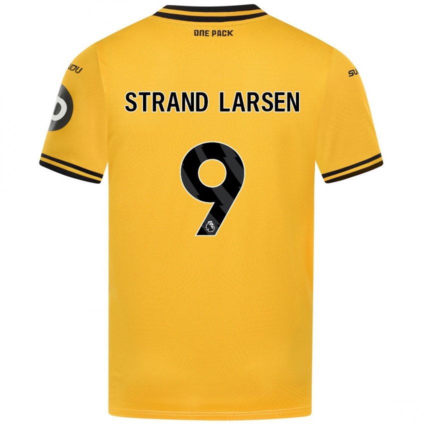 Criança Camisola Jørgen Strand Larsen #9 Amarelo Principal 2024/25 Camisa