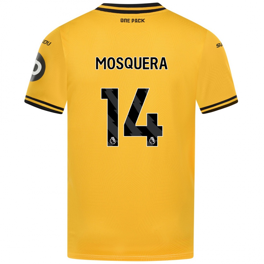 Criança Camisola Yerson Mosquera #14 Amarelo Principal 2024/25 Camisa