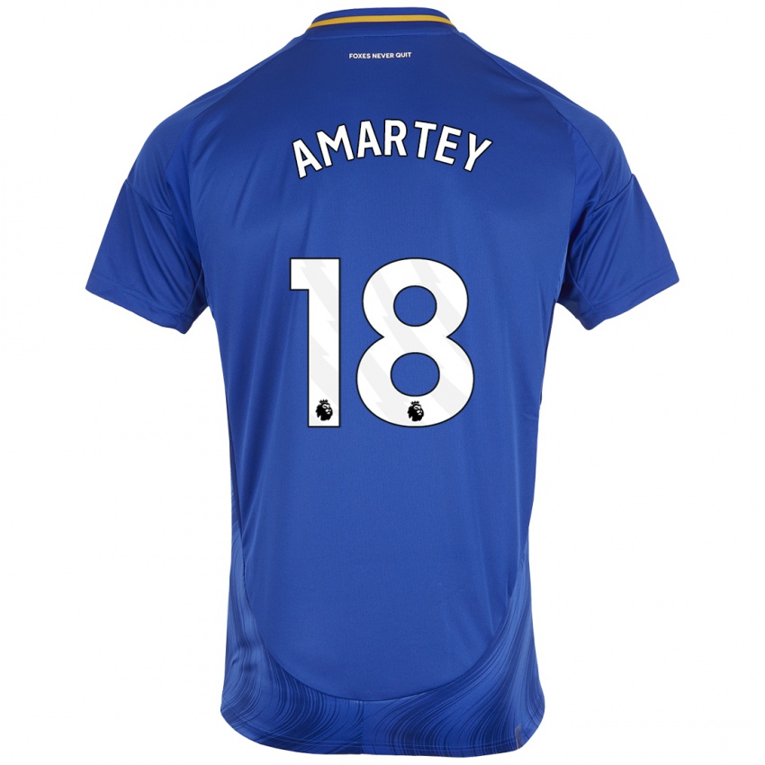 Criança Camisola Daniel Amartey #18 Azul Branco Principal 2024/25 Camisa