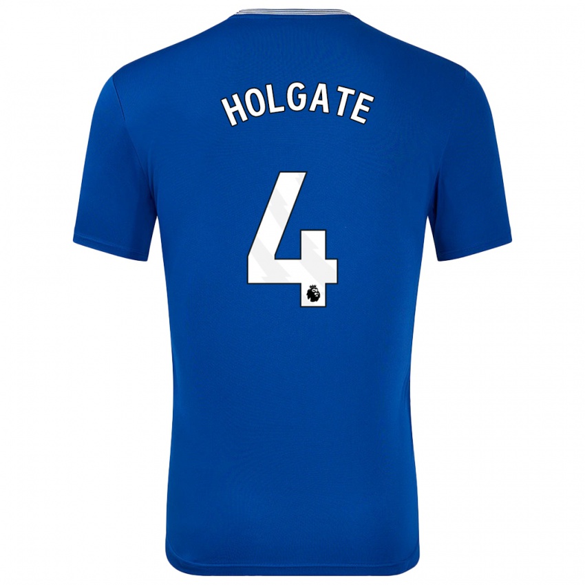 Criança Camisola Mason Holgate #4 Azul Com Principal 2024/25 Camisa