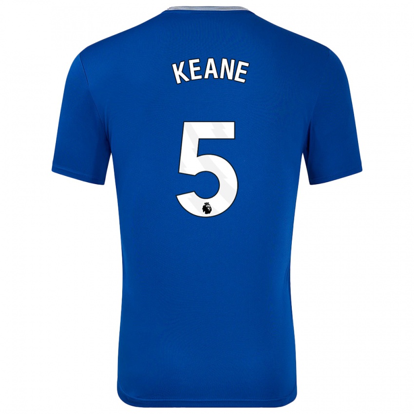 Criança Camisola Michael Keane #5 Azul Com Principal 2024/25 Camisa