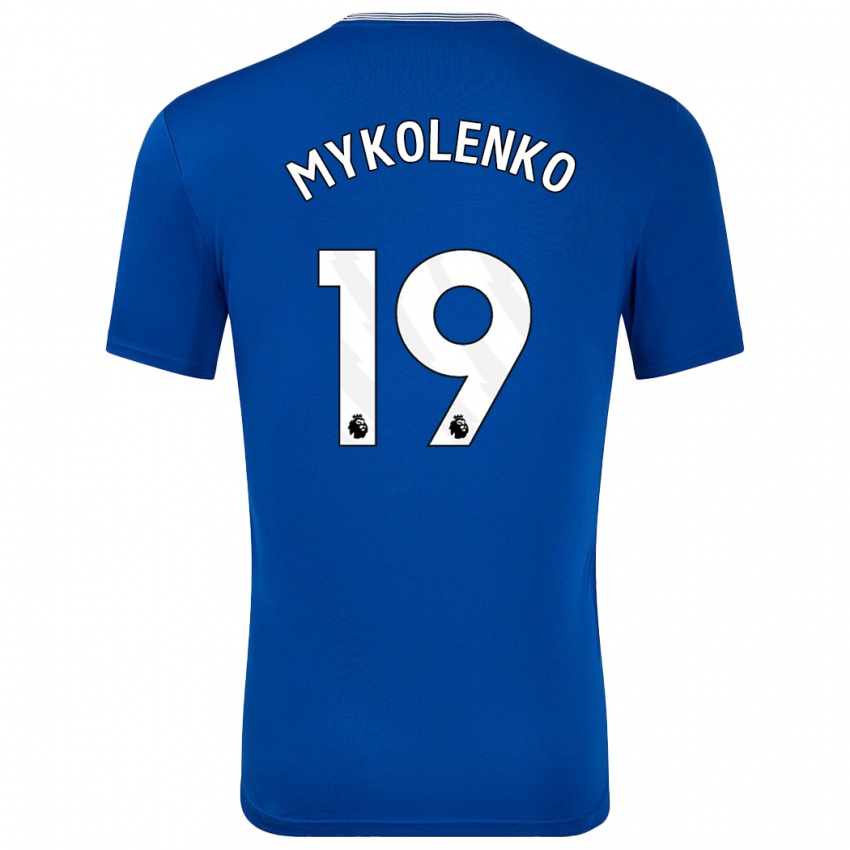 Criança Camisola Vitaliy Mykolenko #19 Azul Com Principal 2024/25 Camisa