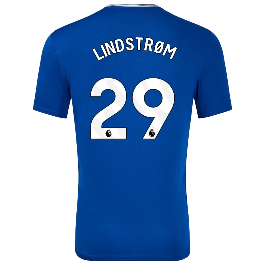 Criança Camisola Jesper Lindstrøm #29 Azul Com Principal 2024/25 Camisa