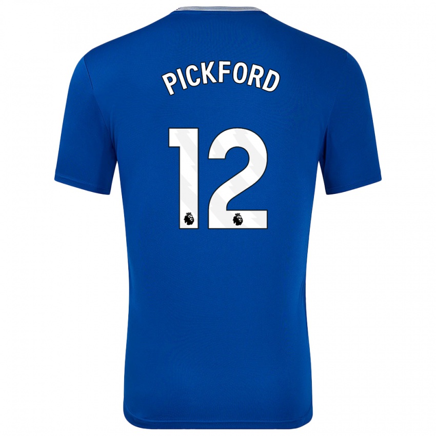 Criança Camisola Jordan Pickford #12 Azul Com Principal 2024/25 Camisa